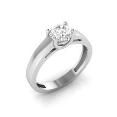 EternalDia Round 1 Ct D/VVS1 White Diamond 14k Finish Sterling Silver Solitaire Band Ring - EternalDia