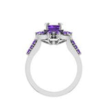 EternalDia Round 1.5Ct D/VVS1 Purple Diamond 14k Finish Sterling Silver Flower Band Ring - EternalDia