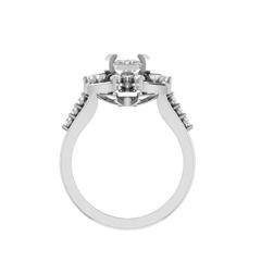 EternalDia Round 1.5 Ct D/VVS1 White Diamond 14k Finish Sterling Silver Flower Band Ring - EternalDia