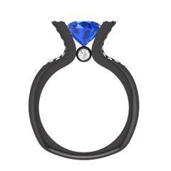 EternalDia 2 Ct D/VVS1 Blue Diamond 14k Sterling Silver Tab-Prong Tension Solitaire Ring - EternalDia