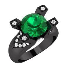 EternalDia 2 Ct D/VVS1 Green Diamond 14k Sterling Silver Tab-Prong Tension Solitaire Ring - EternalDia