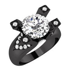 EternalDia 2 Ct D/VVS1 White Diamond 14k Sterling Silver Tab-Prong Tension Solitaire Ring - EternalDia