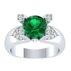 EternalDia 2 Ct Green D/VVS1 Diamond 14k Sterling Silver Tab-Prong Tension Solitaire Ring - EternalDia