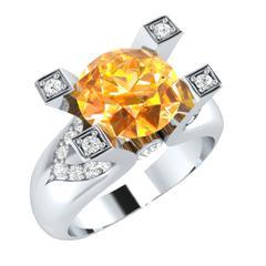 EternalDia 2ct Yellow D/VVS1 Diamond 14k Sterling Silver Tab-Prong Tension Solitaire Ring - EternalDia