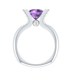EternalDia 2ct Purple D/VVS1 Diamond 14k Sterling Silver Tab-Prong Tension Solitaire Ring - EternalDia