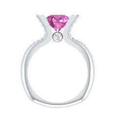 EternalDia 2 Ct Red D/VVS1 Diamond 14k Sterling Silver Tab-Prong Tension Solitaire Ring - EternalDia