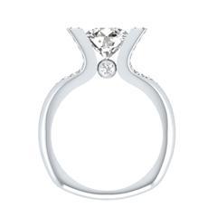 EternalDia 2 Ct White D/VVS1 Diamond 14k Sterling Silver Tab-Prong Tension Solitaire Ring - EternalDia