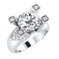 EternalDia 2 Ct White D/VVS1 Diamond 14k Sterling Silver Tab-Prong Tension Solitaire Ring - EternalDia