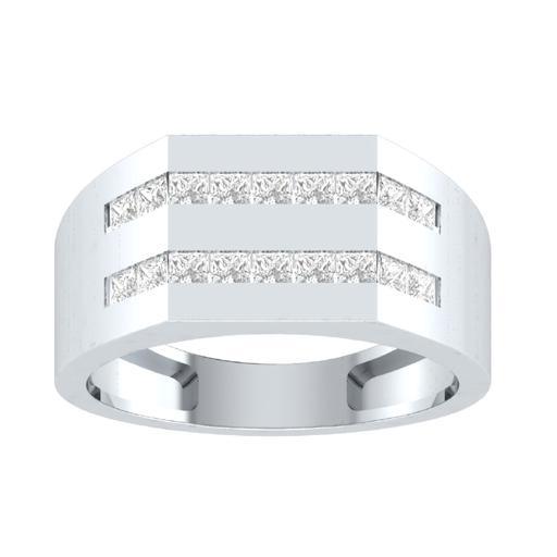 EternalDia Princess Cut 1 Ct D/VVS1 Simulated Diamond Men's Wedding Band Ring In 925 Sterling Silver - EternalDia