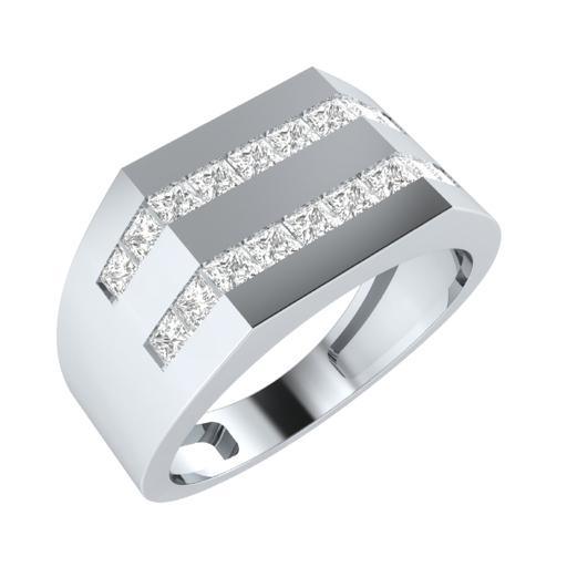 EternalDia Princess Cut 1 Ct D/VVS1 Simulated Diamond Men's Wedding Band Ring In 925 Sterling Silver - EternalDia