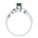 EternalDia D/VVS1 Green & White Diamond 14k Sterling Silver Crossover Split Shank Ring - EternalDia