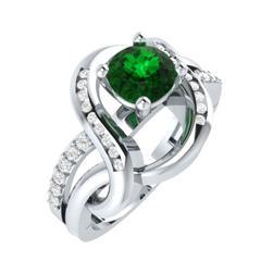 EternalDia D/VVS1 Green & White Diamond 14k Sterling Silver Crossover Split Shank Ring - EternalDia