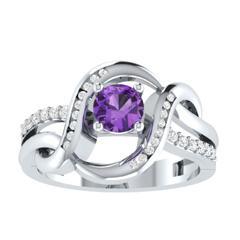 EternalDia D/VVS1 Purple & White Diamond 14k Sterling Silver Crossover Split Shank Ring - EternalDia