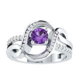 EternalDia D/VVS1 Purple & White Diamond 14k Sterling Silver Crossover Split Shank Ring - EternalDia