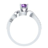 EternalDia D/VVS1 Purple & White Diamond 14k Sterling Silver Crossover Split Shank Ring - EternalDia