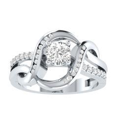 EternalDia Round 1.5Ct D/VVS1 White Diamond 14k Sterling Silver Crossover Split Shank Ring - EternalDia