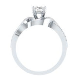 EternalDia Round 1.5Ct D/VVS1 White Diamond 14k Sterling Silver Crossover Split Shank Ring - EternalDia
