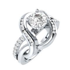 EternalDia Round 1.5Ct D/VVS1 White Diamond 14k Sterling Silver Crossover Split Shank Ring - EternalDia