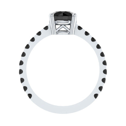 EternalDia Round 4.2 Ct Black D/VVS1 Diamond 14k Finish Sterling Silver Solitaire Band Ring - EternalDia