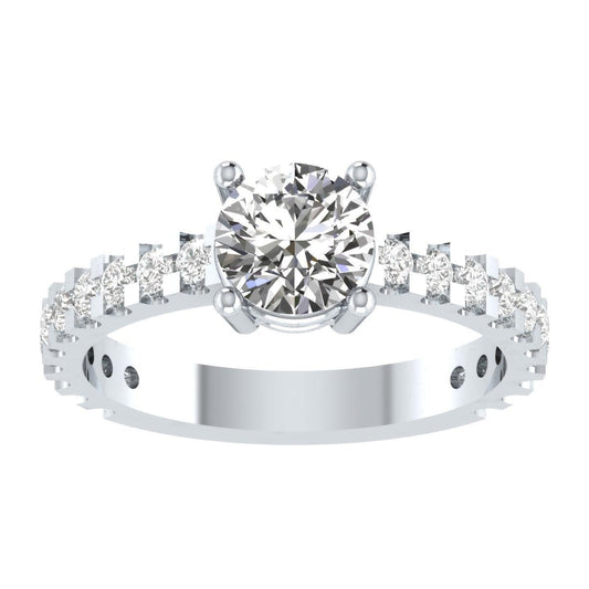 EternalDia Round 4.2 Ct White D/VVS1 Diamond 14k Finish Sterling Silver Solitaire Band Ring - EternalDia