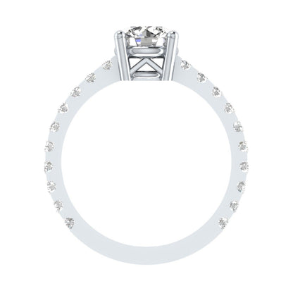 EternalDia Round 4.2 Ct White D/VVS1 Diamond 14k Finish Sterling Silver Solitaire Band Ring - EternalDia