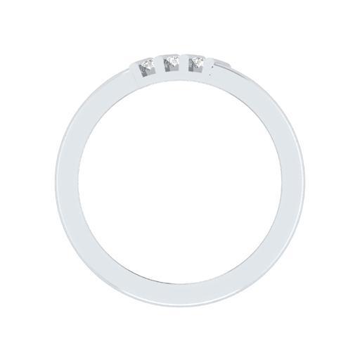 EternalDia Round Shape 0.5 Ct D/VVS1 Diamond Three Stone Slant Anniversary Band Ring In 925 Sterling Silver - EternalDia