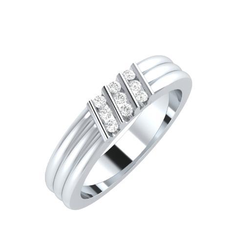 EternalDia Round Shape 0.5 Ct D/VVS1 Diamond Three Stone Slant Anniversary Band Ring In 925 Sterling Silver - EternalDia