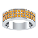 EternalDia Round Shape 1.5 Ct D/VVS1 Diamond Three Rows Wedding Band Ring In 925 Sterling Silver - EternalDia