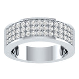 EternalDia Round Shape 1.5 Ct D/VVS1 Diamond Three Rows Wedding Band Ring In 925 Sterling Silver - EternalDia