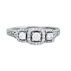EternalDia 1/2Carat T.W. Diamond 10kt White Gold Three stone Ring - EternalDia