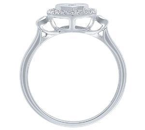 EternalDia 1/5 Cttw Round Diamond Heart Shape Promise Ring In 10K White Gold (IJ/I2) - EternalDia