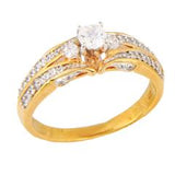 EternalDia 1/2Carat T.W. Diamond 10kt Yellow Gold Three Stone Engagement Ring - EternalDia