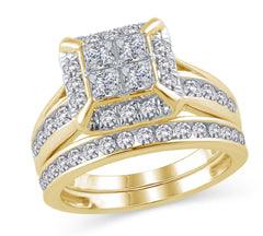 EternalDia 2 Cttw Square Shaped Princess-Cut Diamond Engagement Wedding Bridal Ring in 14K Gold (IJ/I1-I2) - EternalDia