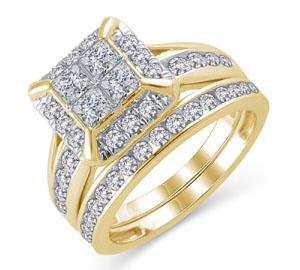 EternalDia 2 Ct Princess-Cut Diamond Engagement Wedding Bridal Ring in 14K Gold - EternalDia