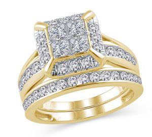 EternalDia 2 Ct Princess-Cut Diamond Engagement Wedding Bridal Ring in 14K Gold - EternalDia