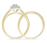 EternalDia 1/2 Ct Princess-Cut Diamond Double Halo Cushion Shape Bridal Ring in 10K Gold - EternalDia