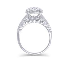 EternalDia 3 Cttw Round Shape Three Rows Composite Diamond Engagement Ring in 14K White Gold (HI/I2) - EternalDia