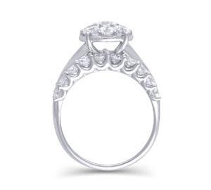 EternalDia 3 Ct Round Shape Three Rows Composite Diamond Engagement Ring in 14K White Gold - EternalDia