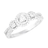EternalDia 3/8 Carat T.W. Diamond 10kt White Gold Three Stone Engagement Ring - EternalDia