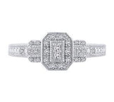 EternalDia 1/6 Ct Octagon Frame Vintage Style Diamond Promise Ring in 10K White Gold - EternalDia