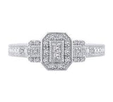 EternalDia 1/6 Cttw Octagon Frame Vintage Style Diamond Promise Ring in 10K White Gold (IJ/I2I3) - EternalDia