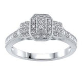 EternalDia 1/6 Cttw Octagon Frame Vintage Style Diamond Promise Ring in 10K White Gold (IJ/I2I3) - EternalDia
