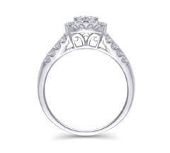 EternalDia 1 Cttw Three Rows Composite Diamond Cushion Shaped Halo Engagement Ring in 14K White Gold (HI/I2) - EternalDia