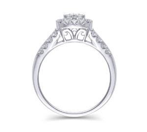 EternalDia 1Ct Three Rows Composite Diamond Cushion Shaped Halo Engagement Ring in 14K Gold - EternalDia