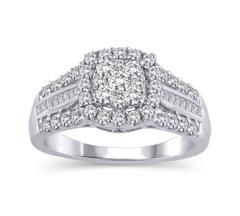 EternalDia 1 Cttw Three Rows Composite Diamond Cushion Shaped Halo Engagement Ring in 14K White Gold (HI/I2) - EternalDia