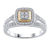 EternalDia Round Shape 1/4 Cttw Quad Diamond Cushio Frame Promise Ring in 10K Two-Tone Gold (IJ/I2-I3) - EternalDia