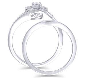 EternalDia 1/2 Cttw Diamond Split Shank Round Halo Engagement Bridal Ring in 14K White Gold - EternalDia