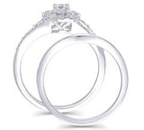 EternalDia 1/2 CT. T.W. Diamond Split Shank Round Halo Engagement Bridal Ring in 14K White Gold (HI/I2) - EternalDia