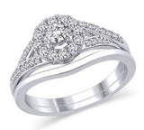 EternalDia 1/2 Cttw Diamond Split Shank Round Halo Engagement Bridal Ring in 14K White Gold - EternalDia