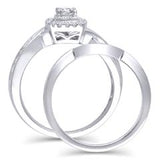 EternalDia 1/2 Cttw Princess Cut Diamond Cushion shaped Bypass Engagement Bridal Set in 14K White Gold (HI/I2) - EternalDia